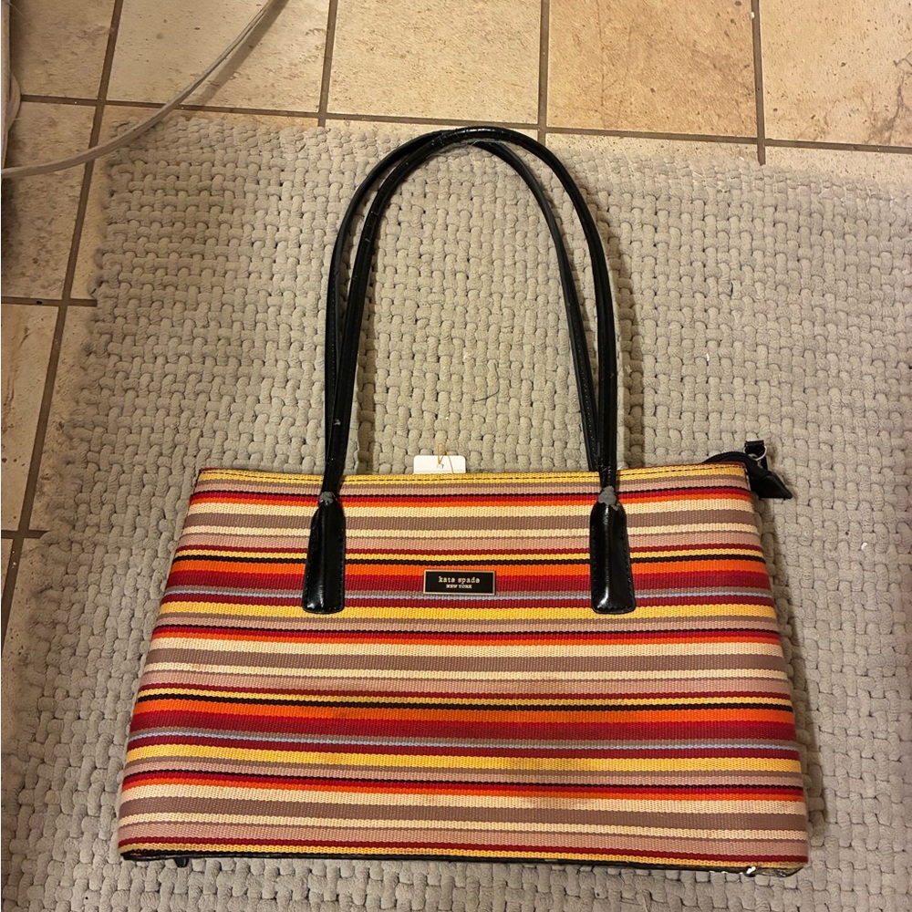 Kate Spade Red and Orange Striped Shoulder Bag‎